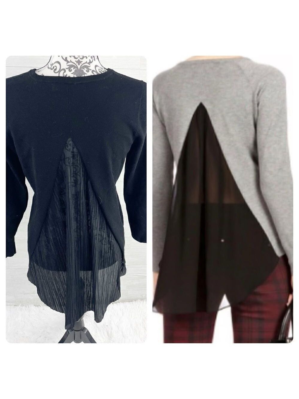 Karen Millen Chiffon Open Back High Low Sweater